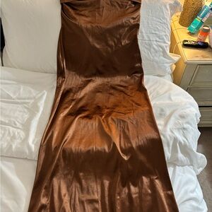 Satin Slip Dress in Shiny Chocolate Brown! Brand New With Tags! Perfect Formal!